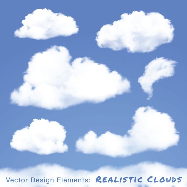 مجموعه ای از ابرهای واقعی در آسمان آبی وکتور