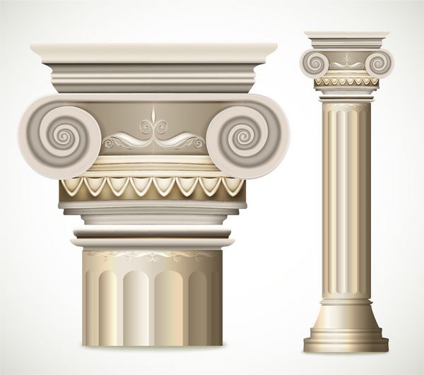 ستون یونانی جدا شده در پس زمینه سفید وکتور