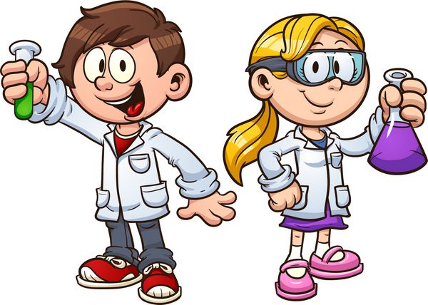 بچه های دانشمند وکتور وکتور کلیپ آرت با شیب های ساده هر کدام در یک لایه جداگانه