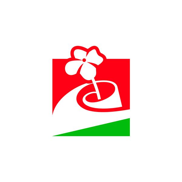 الگوی طراحی لوگوی وکتور شرکتی با امضای هویت برندینگ بسته بندی گل جدا شده در پس زمینه سفید