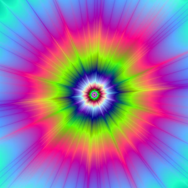 انفجار در تصویر فراکتال انتزاعی آبی سبز و صورتی با طرح انفجار رنگ در آبی سبز و صورتی