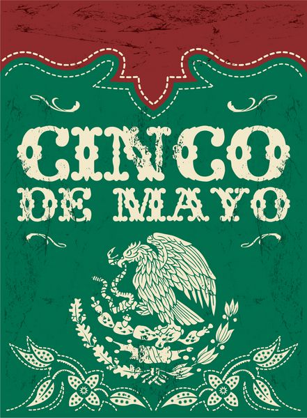 cinco de mayo - پوستر وکتور تعطیلات مکزیکی - قالب کارت - جلوه های گرانج به راحتی قابل حذف است