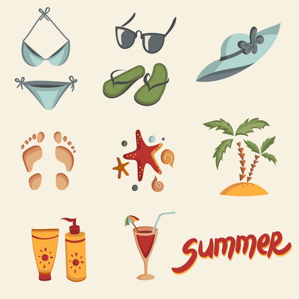 مجموعه ای از نمادهای تابستانی