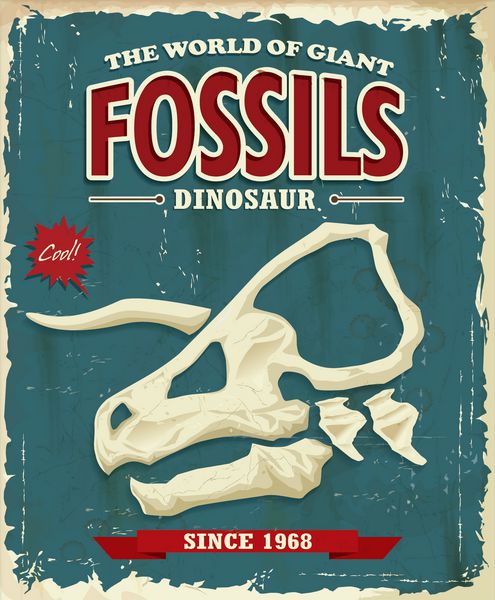 طراحی پوستر فسیل دایناسورهای قدیمی