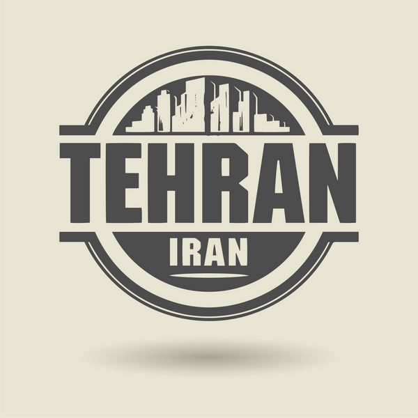 تمبر یا برچسب با متن تهران ایران داخل وکتور