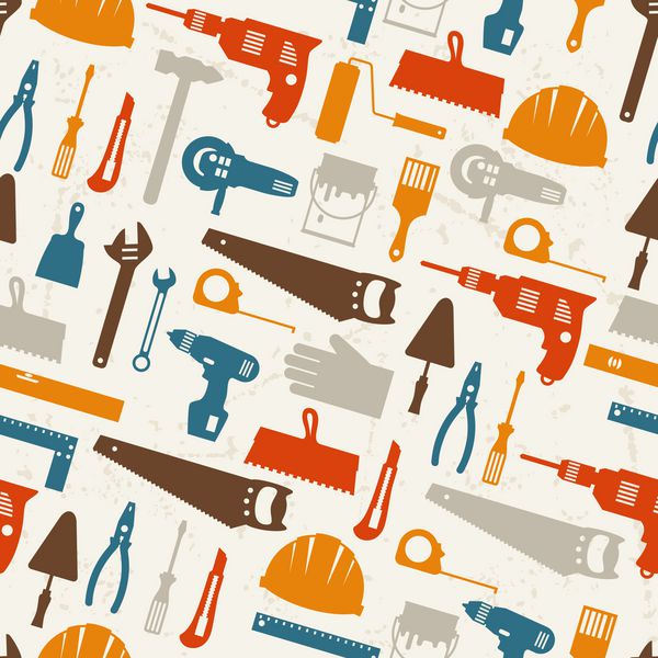 Construction and repair tools seamless wallpaper