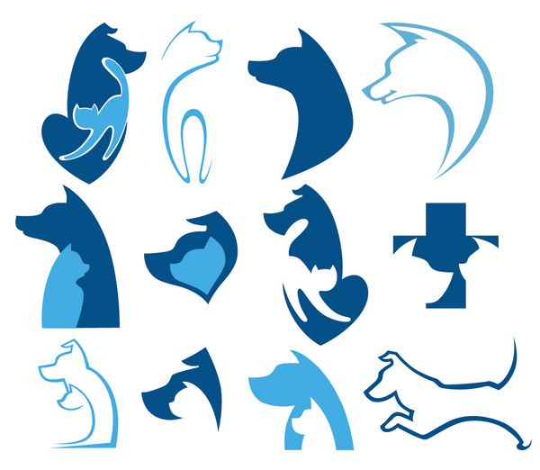 گربه و سگ حیوان خانگی مورد علاقه من مجموعه وکتور نمادهای حیوانات