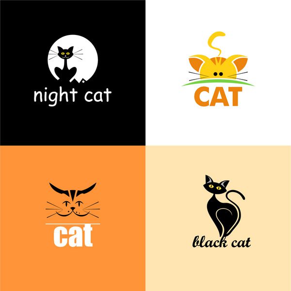 مجموعه ای از علائم و نمادهای وکتور گربه