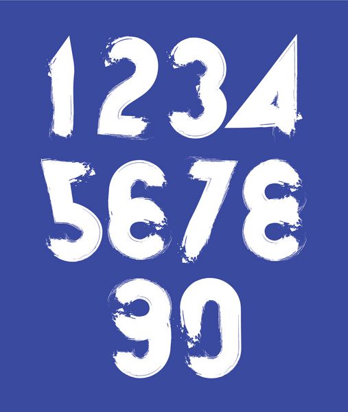 اعداد وکتور دست‌نویس جدا شده روی پس‌زمینه تیره مجموعه اعداد مدرن نقاشی شده