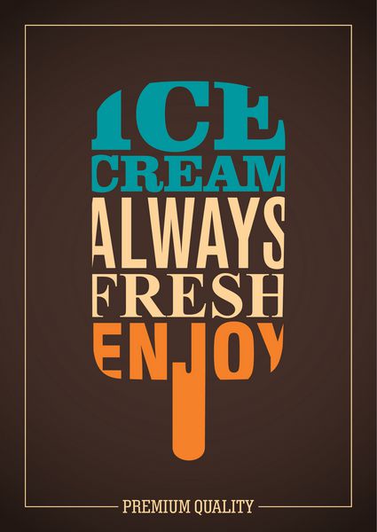طراحی پوستر بستنی با تایپوگرافی وکتور