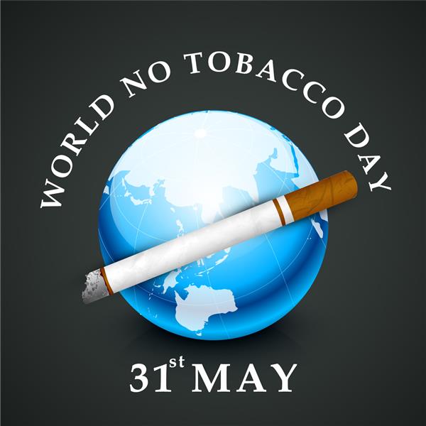مفهوم روز جهانی بدون دخانیات با متن شیک و کره در پس زمینه خاکستری