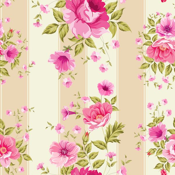 گل رز کاغذ دیواری گلدار الگوی بدون درز وکتور