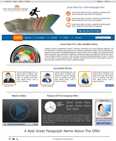 طراحی قالب وب سایت به همراه آیکون و تصاویر مربوط به کار