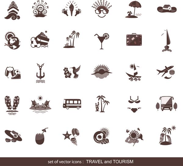مجموعه ای از نمادهای مدرن سفر