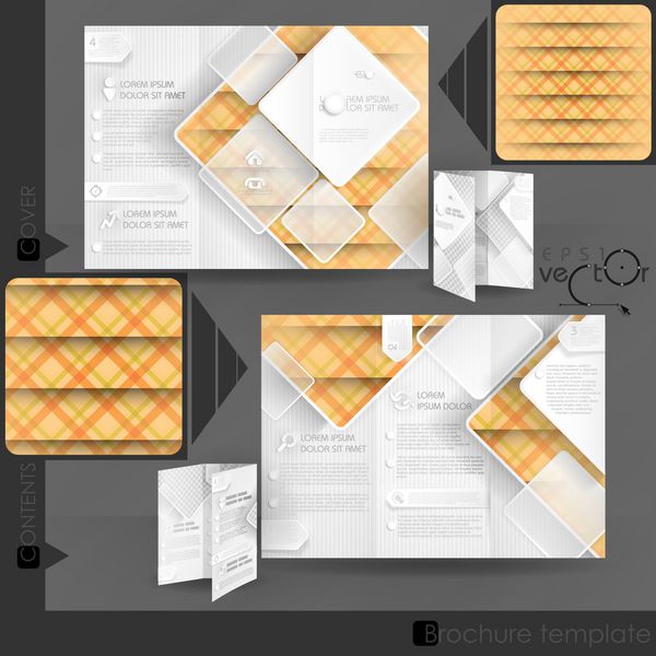 طراحی قالب بروشور تجاری با عناصر مربع سفید وکتور قسمت 10