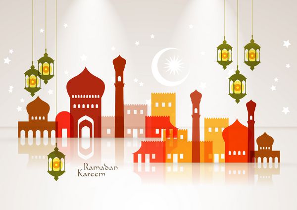 وکتور گرافیک مسجد و چراغ نفتی ترجمه رمضان کریم - سخاوت در ماه مبارک شما را برکت دهد