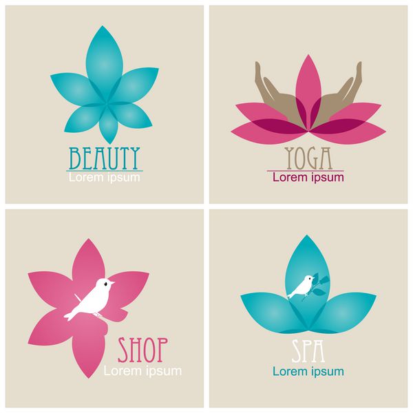 زیبایی برای همه مجموعه نمادها برای اسپا سالن زیبایی آرایشگر فروشگاه کلاس یوگا ال و استراحتگاه