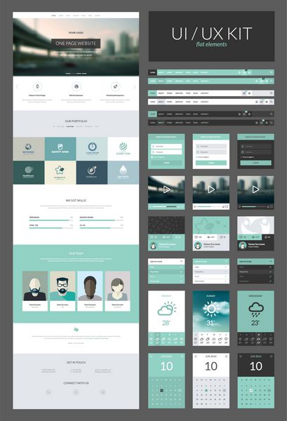 قالب طراحی سایت تک صفحه ای همه در یک مجموعه برای طراحی وب سایت که شامل قالب های یک صفحه ای وب سایت و کیت ux UI برای طراحی وب سایت می باشد