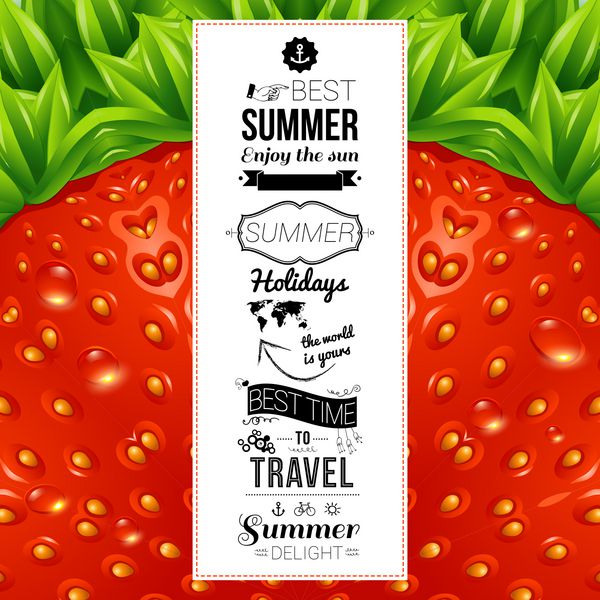 پوستر تابستانی الگوی پس زمینه توت فرنگی نوری وکتور