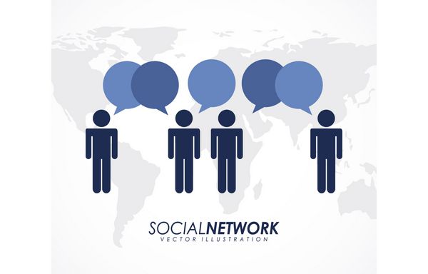 طراحی شبکه اجتماعی روی پس زمینه سفید وکتور