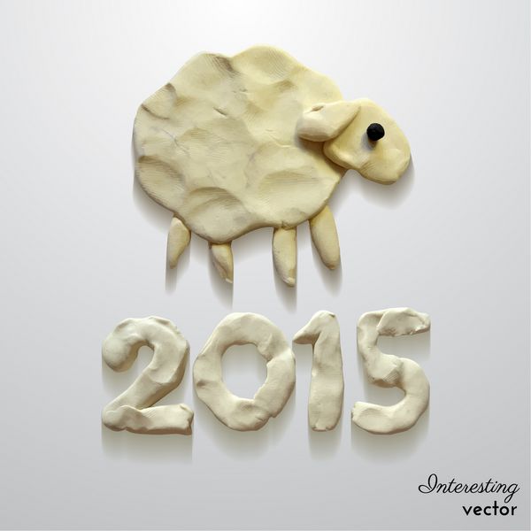 پس زمینه سال 2015 دست ساز وکتور شامل تصویر گوسفند سابل سال 2015