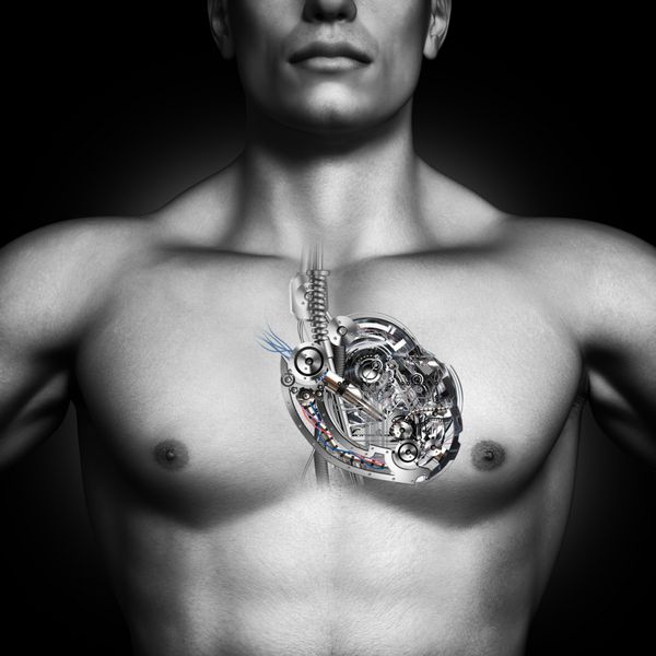 قلب مکانیکی ساخته شده مانند یک ماشین مفهوم قلب انسان سالم