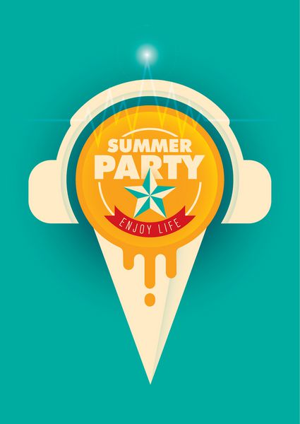 پوستر جشن تابستانی با بستنی وکتور