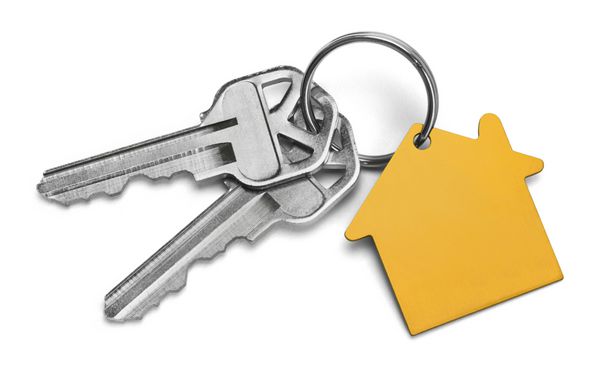 مجموعه ای از کلیدها با خانه زرد جدا شده در پس زمینه سفید