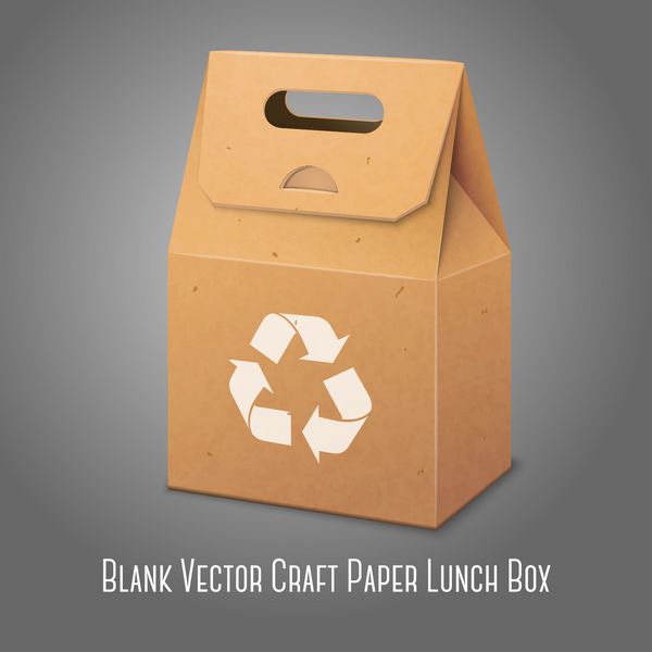 کیسه بسته بندی کاردستی کاغذی خالی با دسته و pl برای طراحی و برند شما با علامت بازیافت بردار