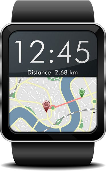 تصویر دقیق یک smartwarch پوشیدنی با صفحه ناوبری GPS وکتور