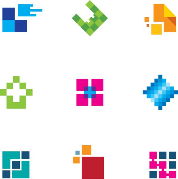 فناوری موفقیت پیکسل تراشه یکپارچه سازی خلاقیت آرم مجموعه نمادهای اتصال