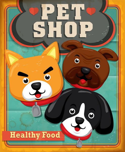 طراحی پوستر فروشگاه حیوانات خانگی قدیمی