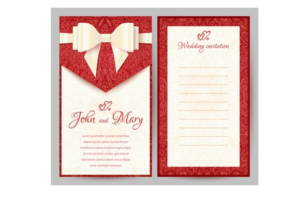 کارت پستال یا دعوتنامه عروسی وکتور قرمز شیک زیبا