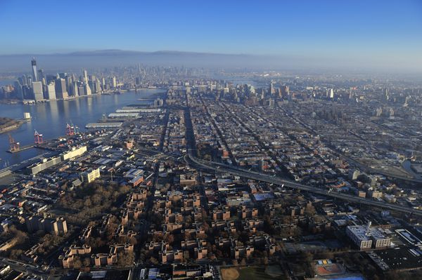 نمای هوایی منهتن و بروکلین نیویورک