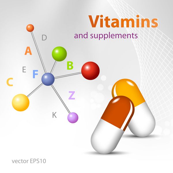 مولکول ها - مفهوم مراقبت های بهداشتی پزشکی - مکمل های ویتامین