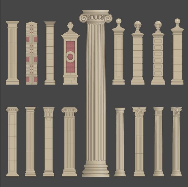 مجموعه وکتور معماری یونان روم باستان عتیقه ستون ستون