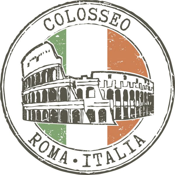 تمبر لاستیکی گرانج کولوسئوم-رم-ایتالیا و پرچم ایتالیا