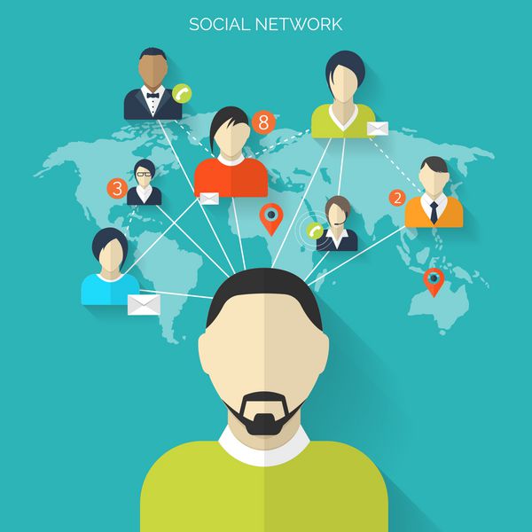 مفهوم شبکه و رسانه اجتماعی مسطح پس زمینه کسب و کار ارتباطات جهانی آواتارهای پروفایل وب سایت ارتباط بین مردم برای نقشه