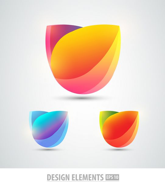 عناصر طراحی وکتور الگوی طراحی لوگوی رنگارنگ مجموعه اشکال آیکون رنگی گل های انتزاعی