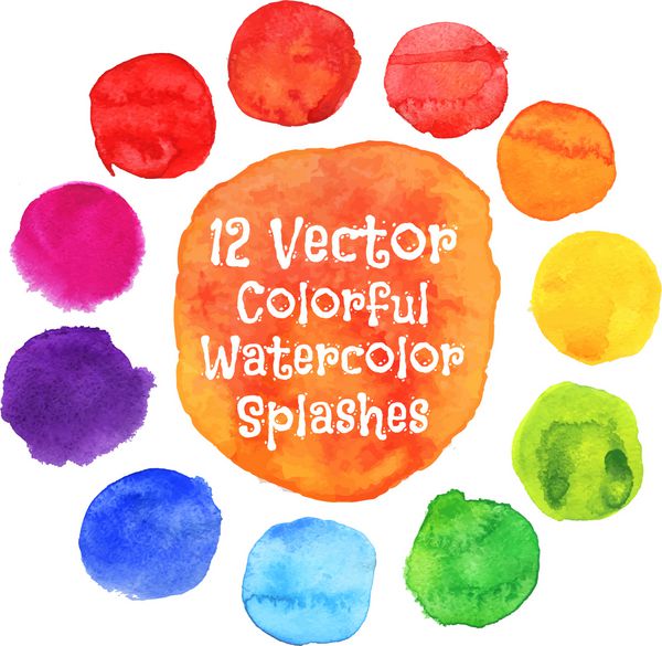 دایره های وکتور آبرنگ قالب رنگارنگ برای طراحی شما