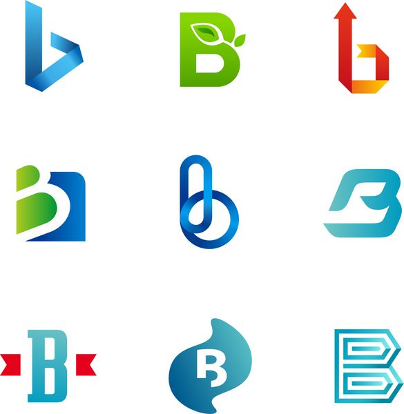 مجموعه ای از المان های قالب طراحی نمادهای آرم حرف b مجموعه ای از علائم برداری