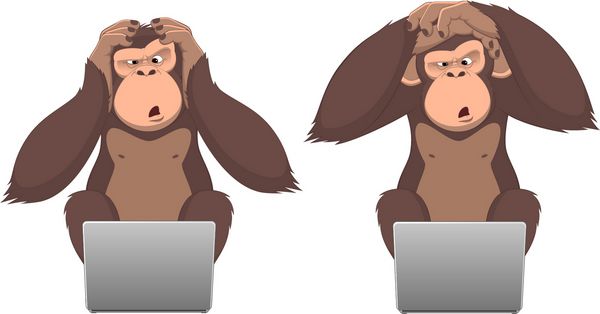 تصاویر وکتور میمون باهوش در رایانه