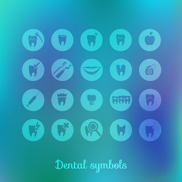مجموعه ای از نمادهای دندانپزشکی قسمت 1 ابزارهای دندانپزشکی نخ دندان brs دندان دهان ایمپلنت تاج دندان دندان درد بهداشت پوسیدگی دندان و غیره وکتور