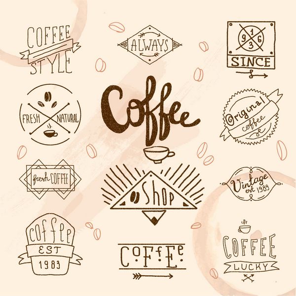 تمبر خوشنویسی قهوه رترو قدیمی برای وکتور طراحی منوی رستوران کافه