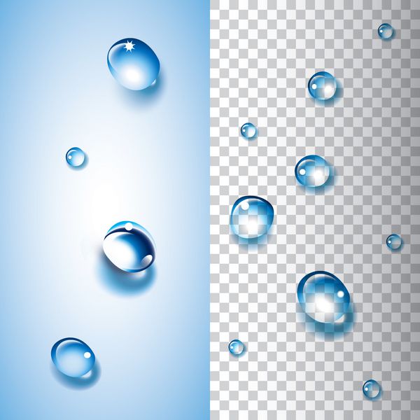 قطرات آب با شفافیت هر قطره آب گروه بندی می شود و می تواند یک شی یا یک عکس را پوشش دهد تا جلوه قطره آب بدهد
