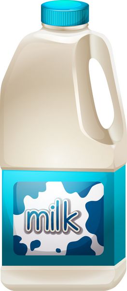 تصویر ظرف شیر در پس زمینه سفید