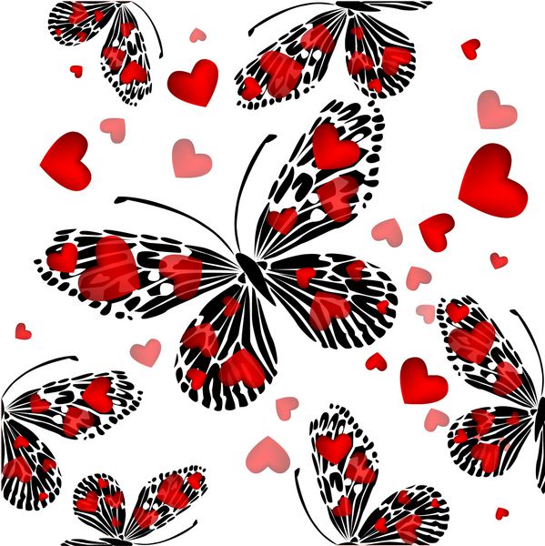 پس زمینه بدون درز با قلب پروانه ها بردار