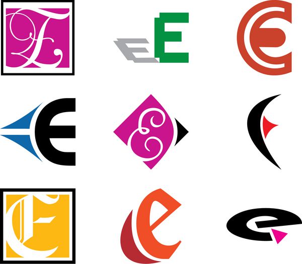 مفاهیم الفبایی طراحی لوگو حرف e برای اطلاعات بیشتر از این سری نمونه کارها را بررسی کنید