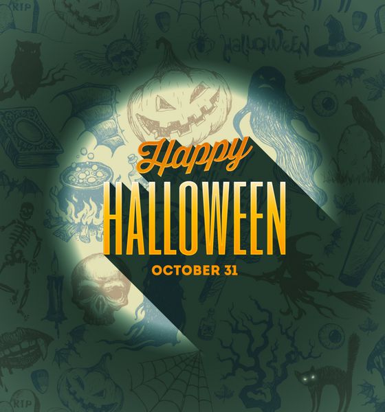 طرح نوع وکتور هالووین بر روی پس زمینه کشیده شده با دست