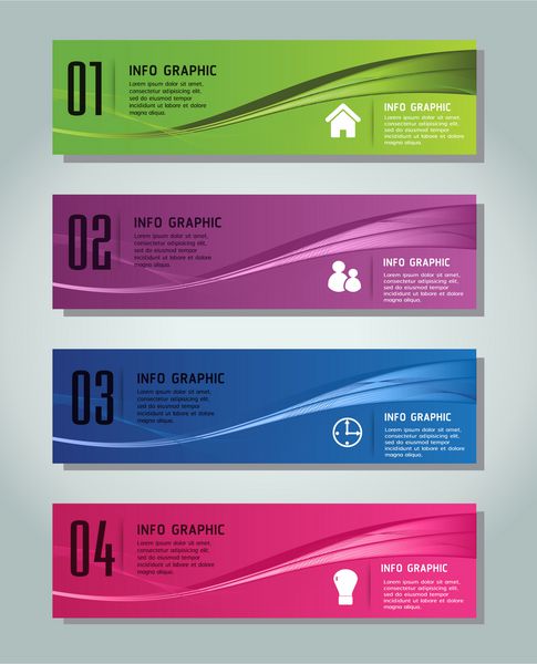 جعبه متن رنگارنگ مدرن برای گرافیک وب سایت و تجارت اعداد نماد